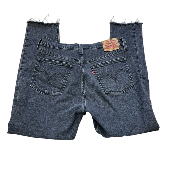 Levis 501 Womens‎ Jeans Skinny  High Rise Gray Black Cropped Raw Edge 28x28 - Picture 1 of 12